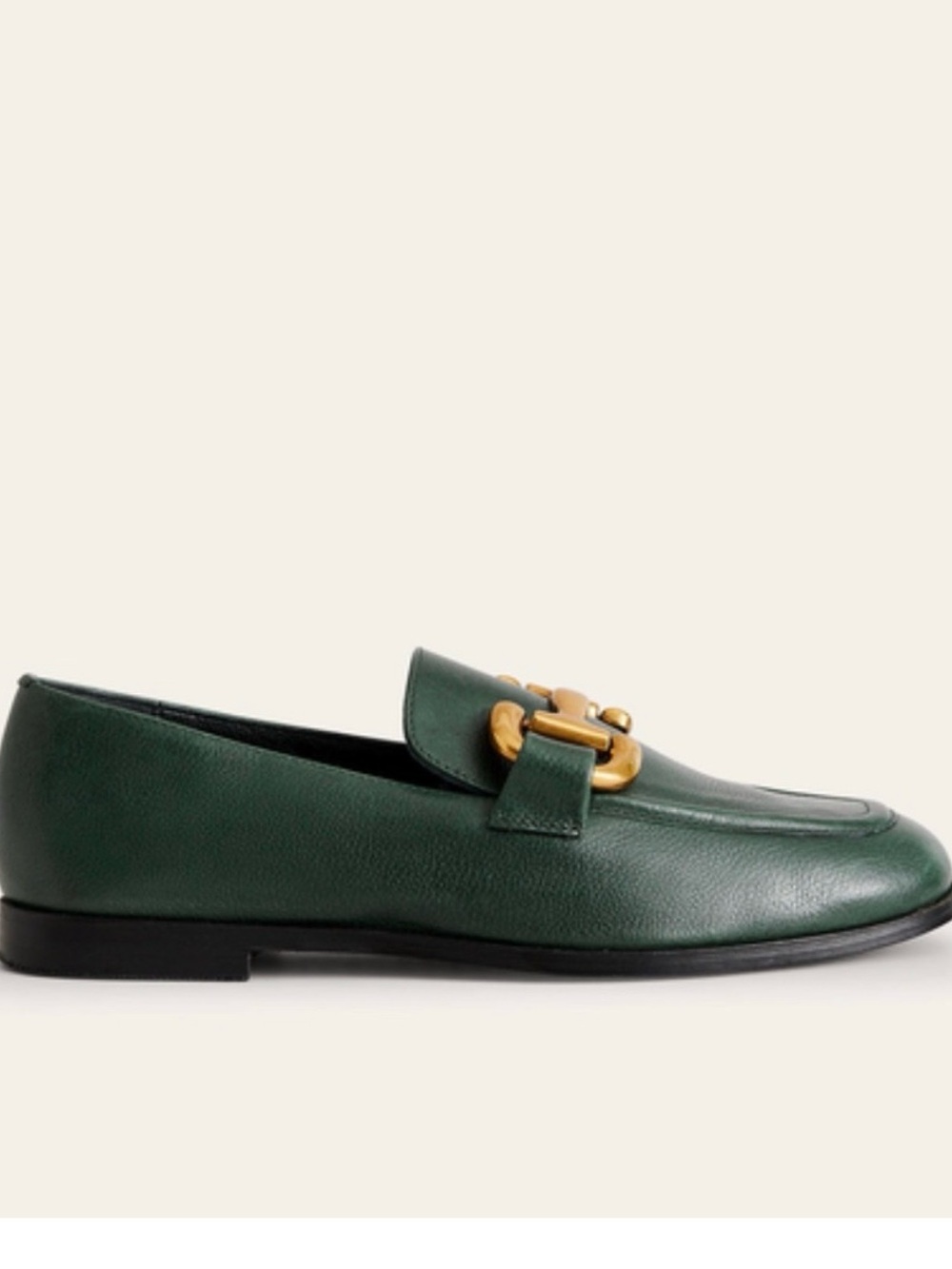 Boden Iris Snaffle Loafers, Chatsworth Green Leather, Size 39